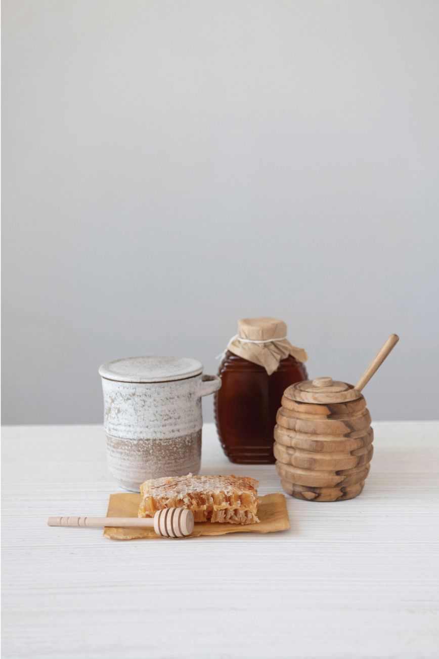 Honey Jar with Wood Honey Dipper
