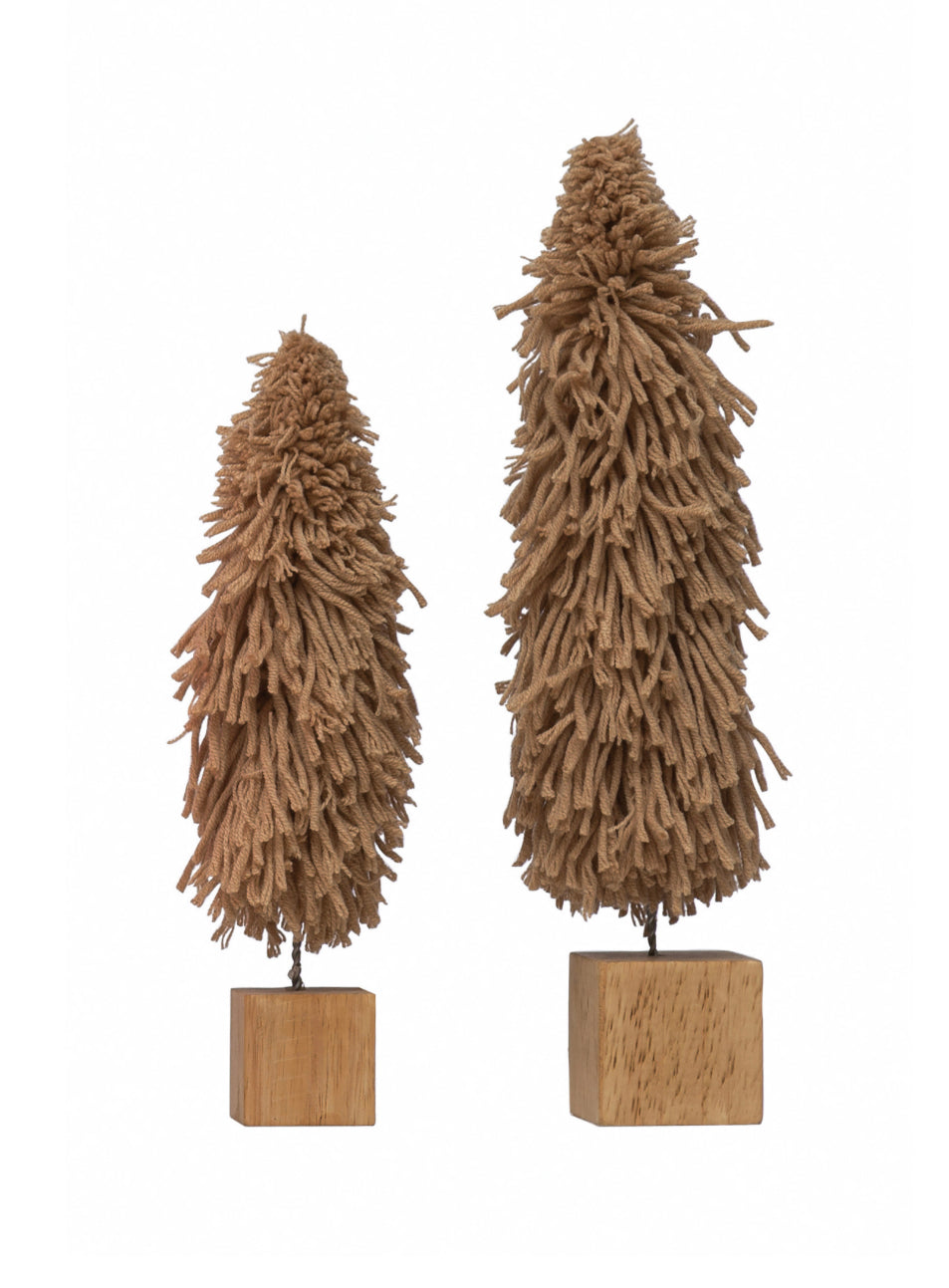 FABRIC YARN TREE WITH WOOD BLOCK -2.75"X9.5"-