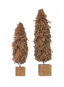 FABRIC YARN TREE WITH WOOD BLOCK -2.75"X9.5"-