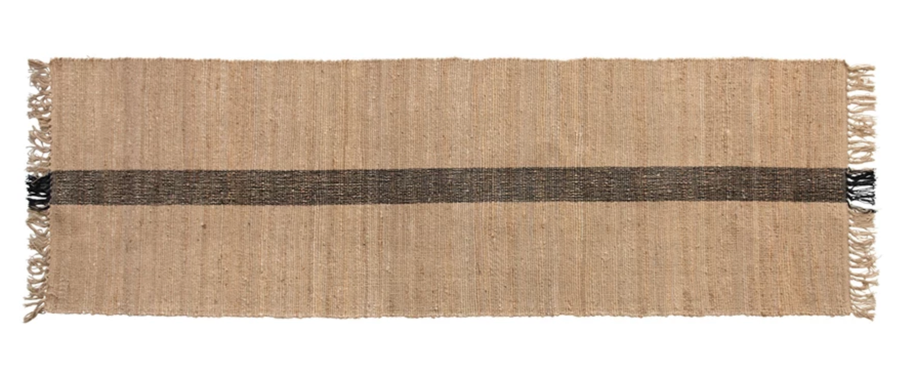 Black Woven Stripe Floor Runner