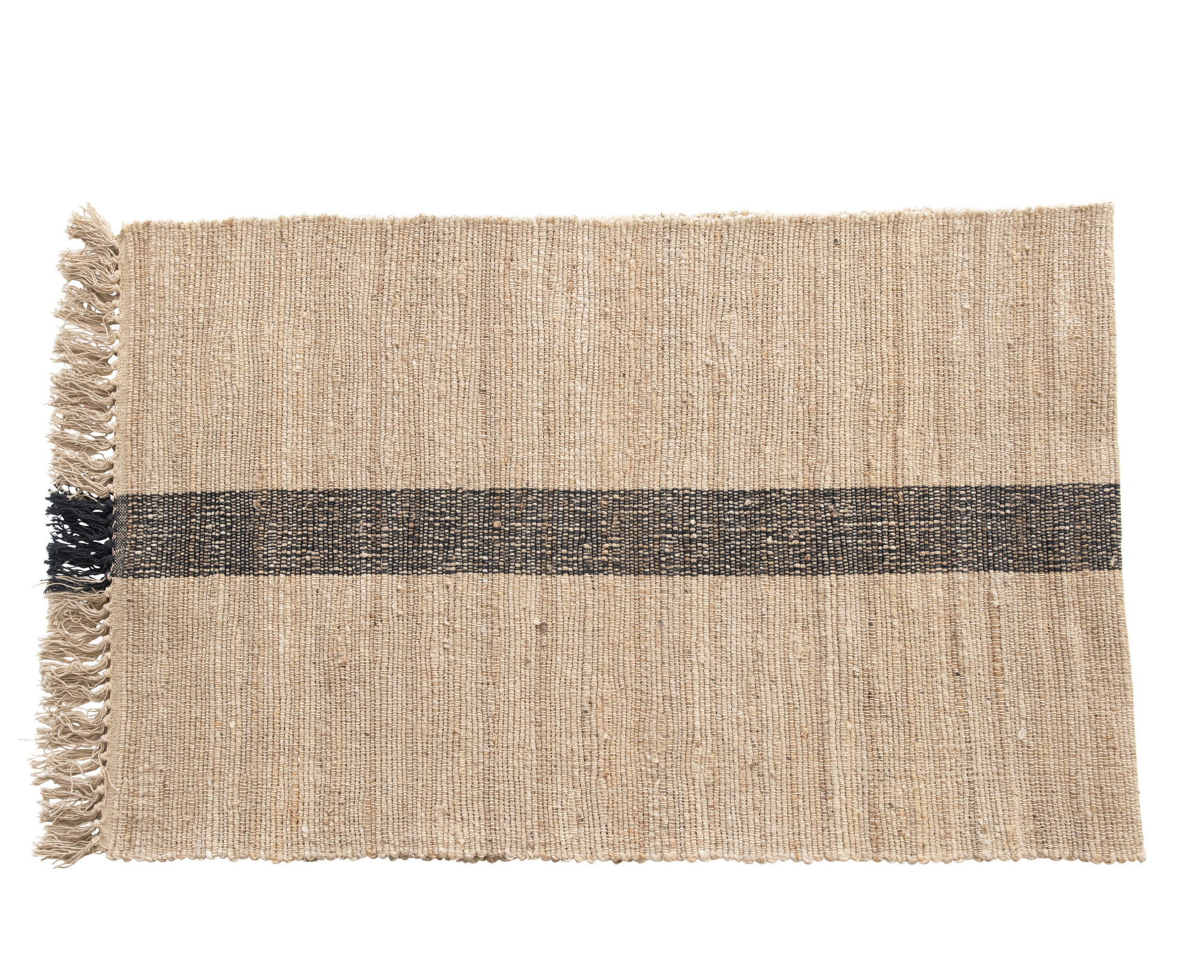 Black Woven Stripe Floor Runner