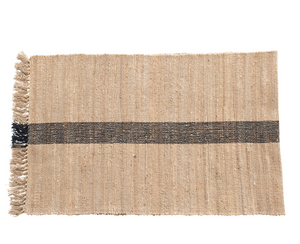 Black Woven Stripe Floor Runner