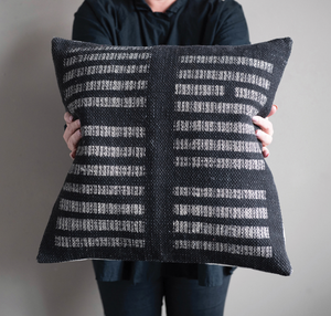 WOVEN BLACK PATTERN COTTON PILLOW