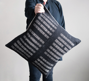 WOVEN BLACK PATTERN COTTON PILLOW