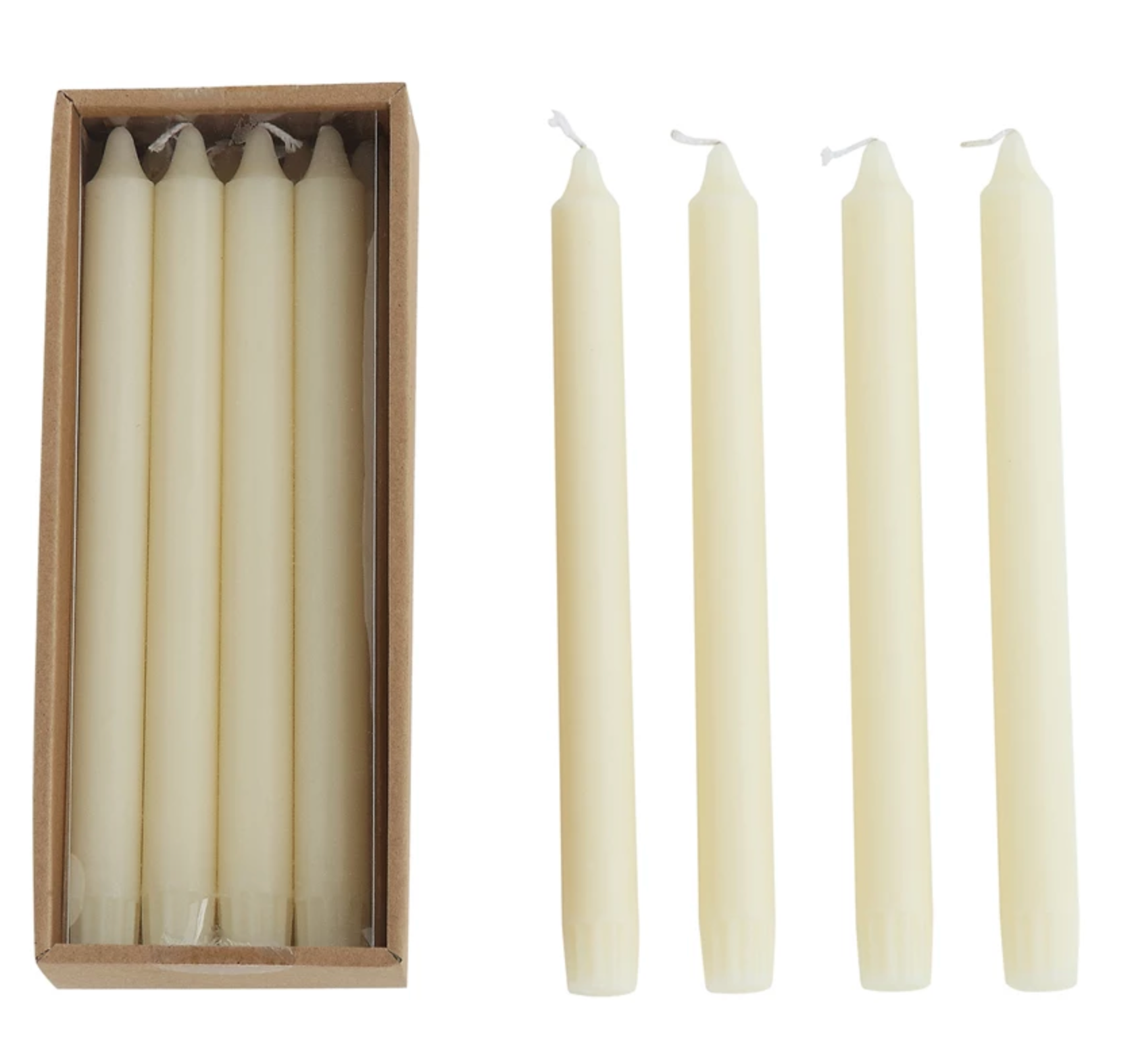 UNSCENTED TAPER CANDLES IN BOX, SET OF 12