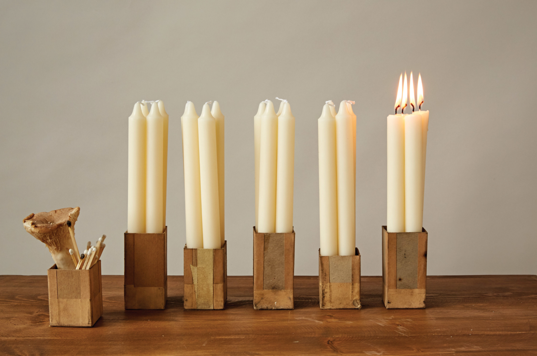 UNSCENTED TAPER CANDLES IN BOX, SET OF 12