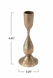 HAND-FORGED METAL TAPER HOLDER WITH ANTIQUE FINISH - 2.25" ROUND X 6.5" H
