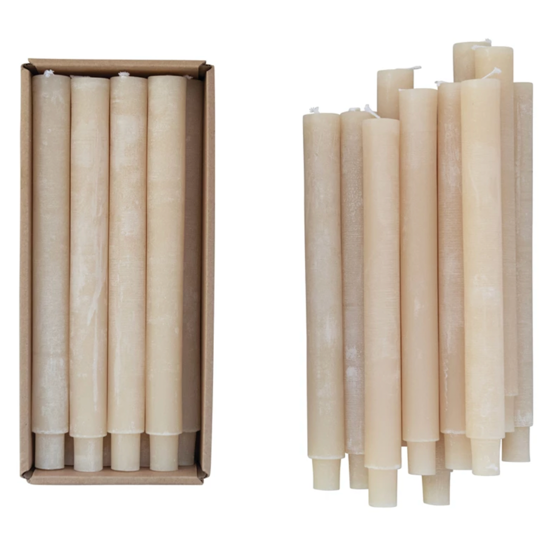 UNSCENTED 10" TAPER CANDLES, SET OF 12 -IVORY-