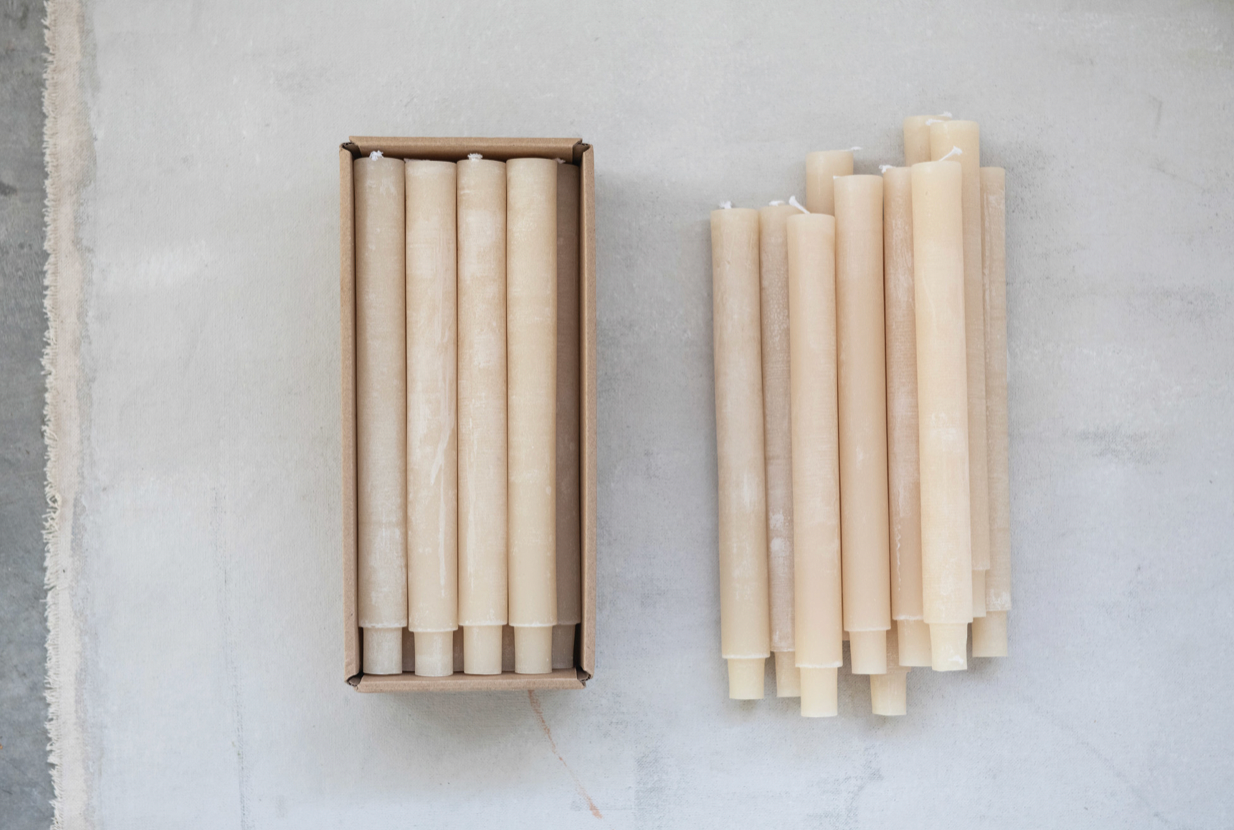 UNSCENTED 10" TAPER CANDLES, SET OF 12 -IVORY-