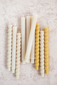 UNSCENTED 10" TAPER CANDLES, SET OF 12 -IVORY-